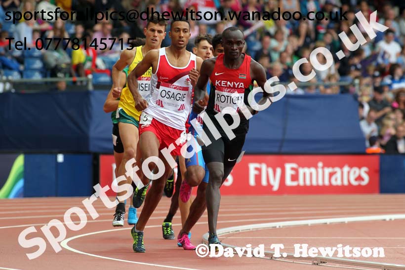 Ferguson Cheruiyot Rotich (Kenya) and Andrew Osagie (England) 800 metres heats at the Commonwealth Games, Glasgow. Photo: David T. Hewitson/Sports for All Pics